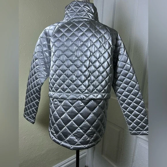 Athleta Whisper Featherless Metallic Jacket Silver Women's Small size - Picture 7 of 13